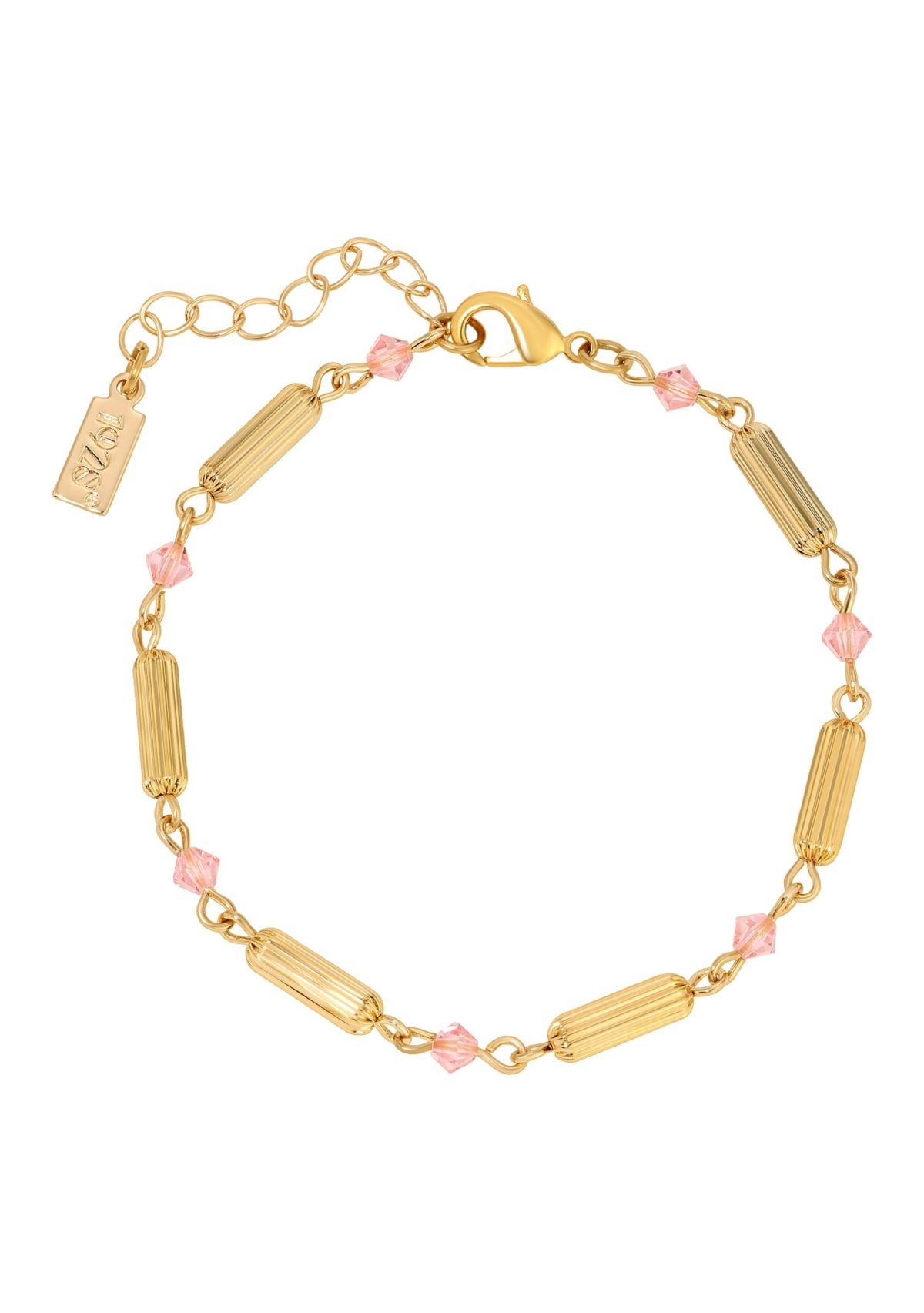 Gold-tone Tube Bead Crystal Bracelet