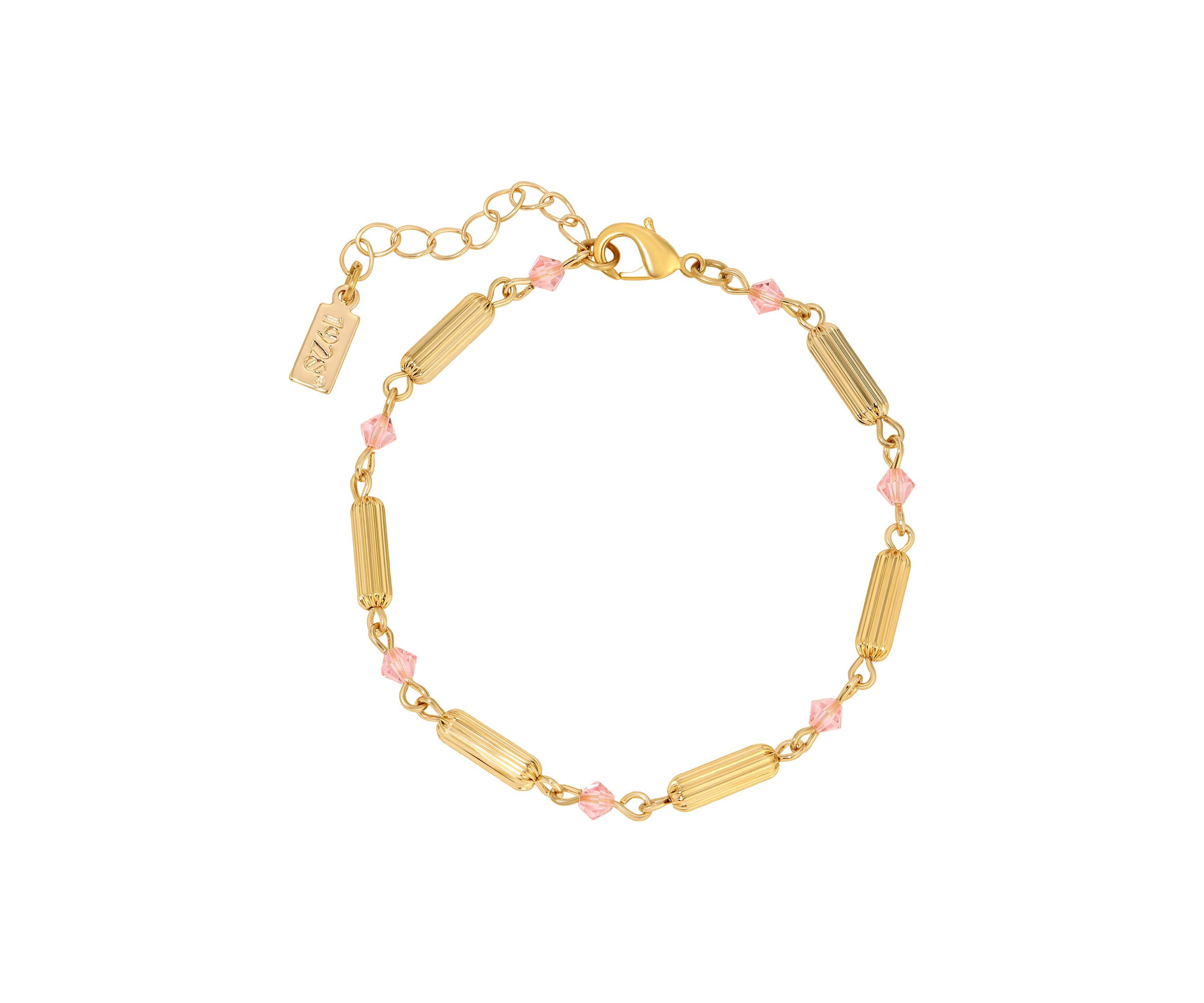 Gold-tone Tube Bead Crystal Bracelet