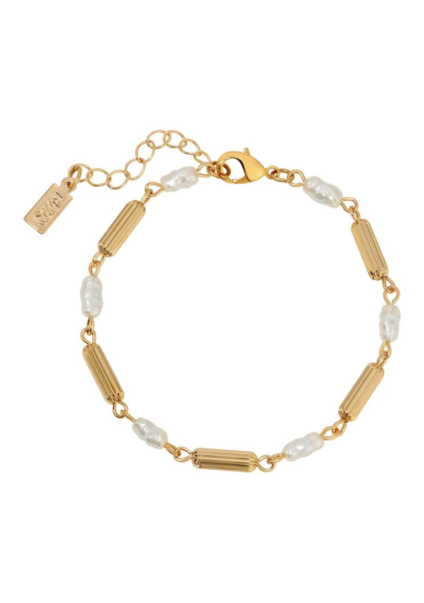 Tube Bead Faux Pearl Bracelet