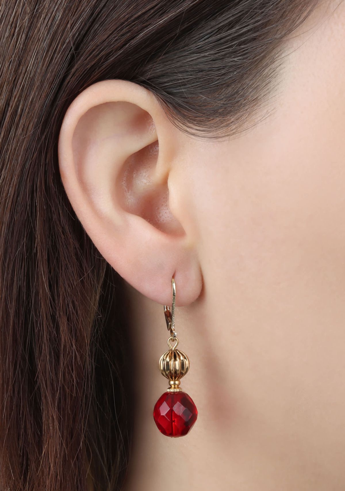 Color Glass Faceted Bead Drop Earrings