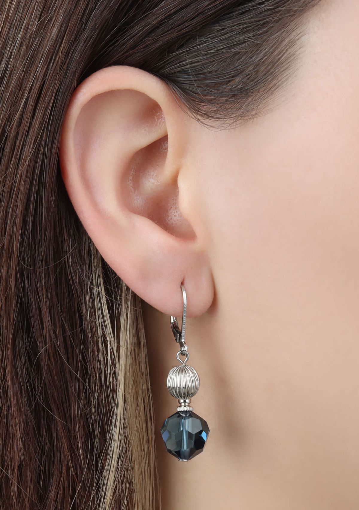 Color Glass Faceted Bead Drop Earrings