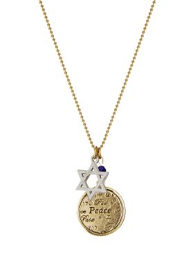 1928 Jewelry Two Tone Peace & Star Of David Necklace
