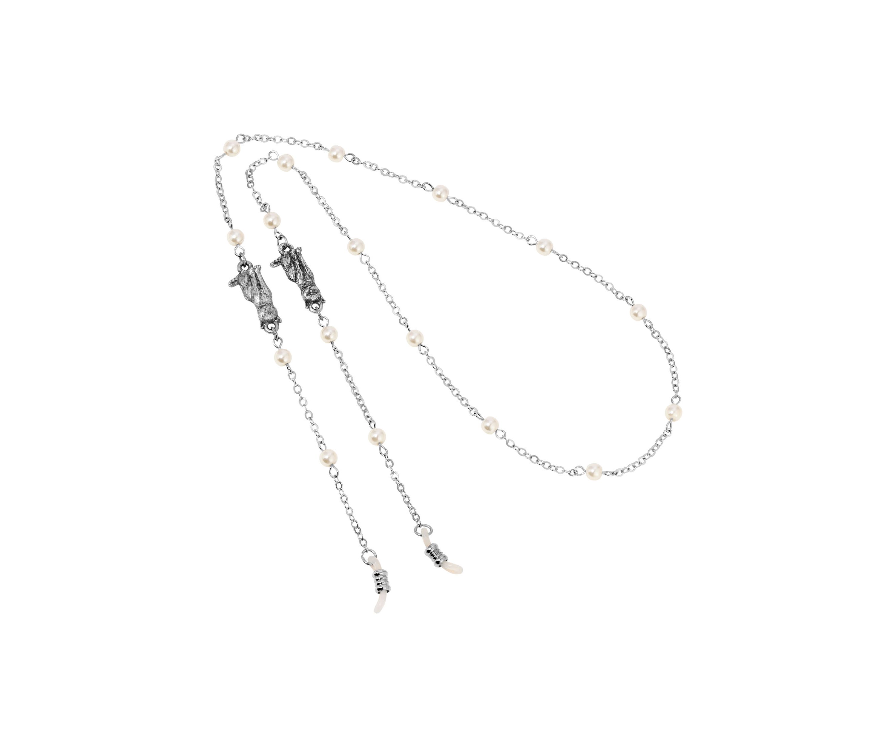 Faux Pearl Bead Chn Eyeglass Holder 27"