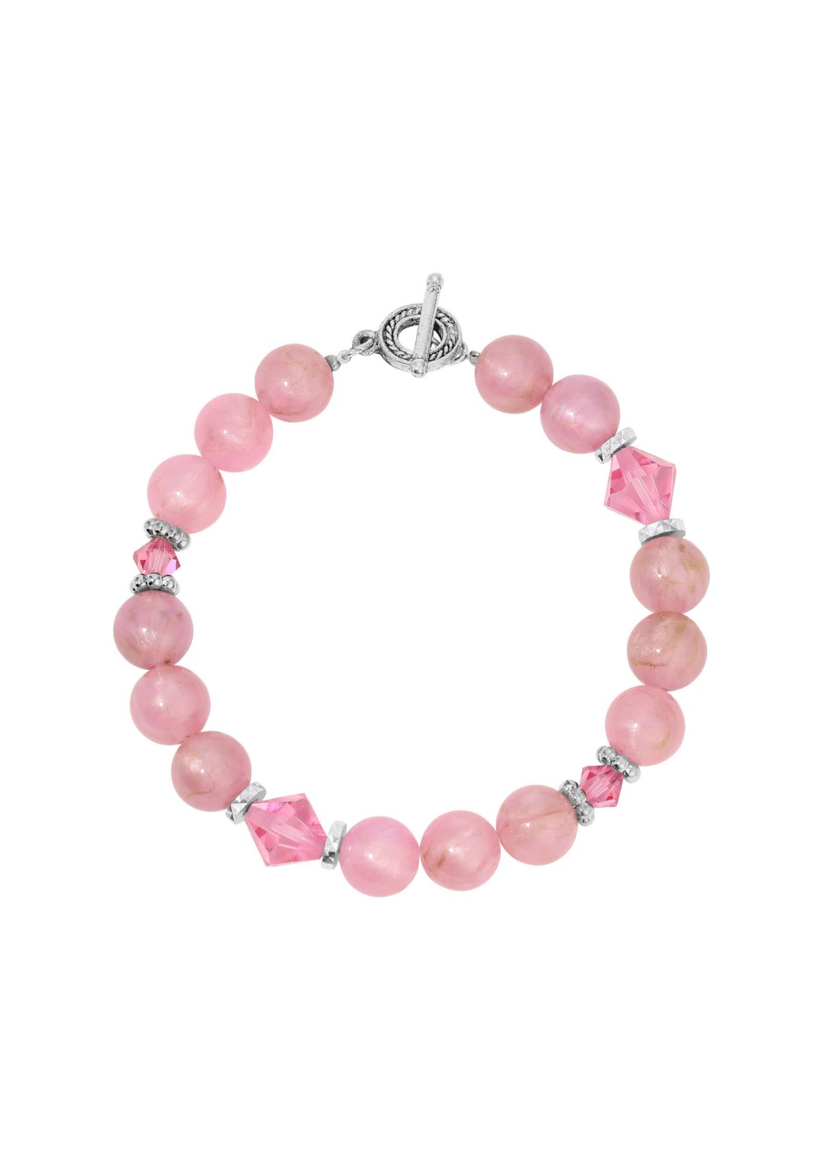 Pink Round Lantern Bead Toggle Bracelet