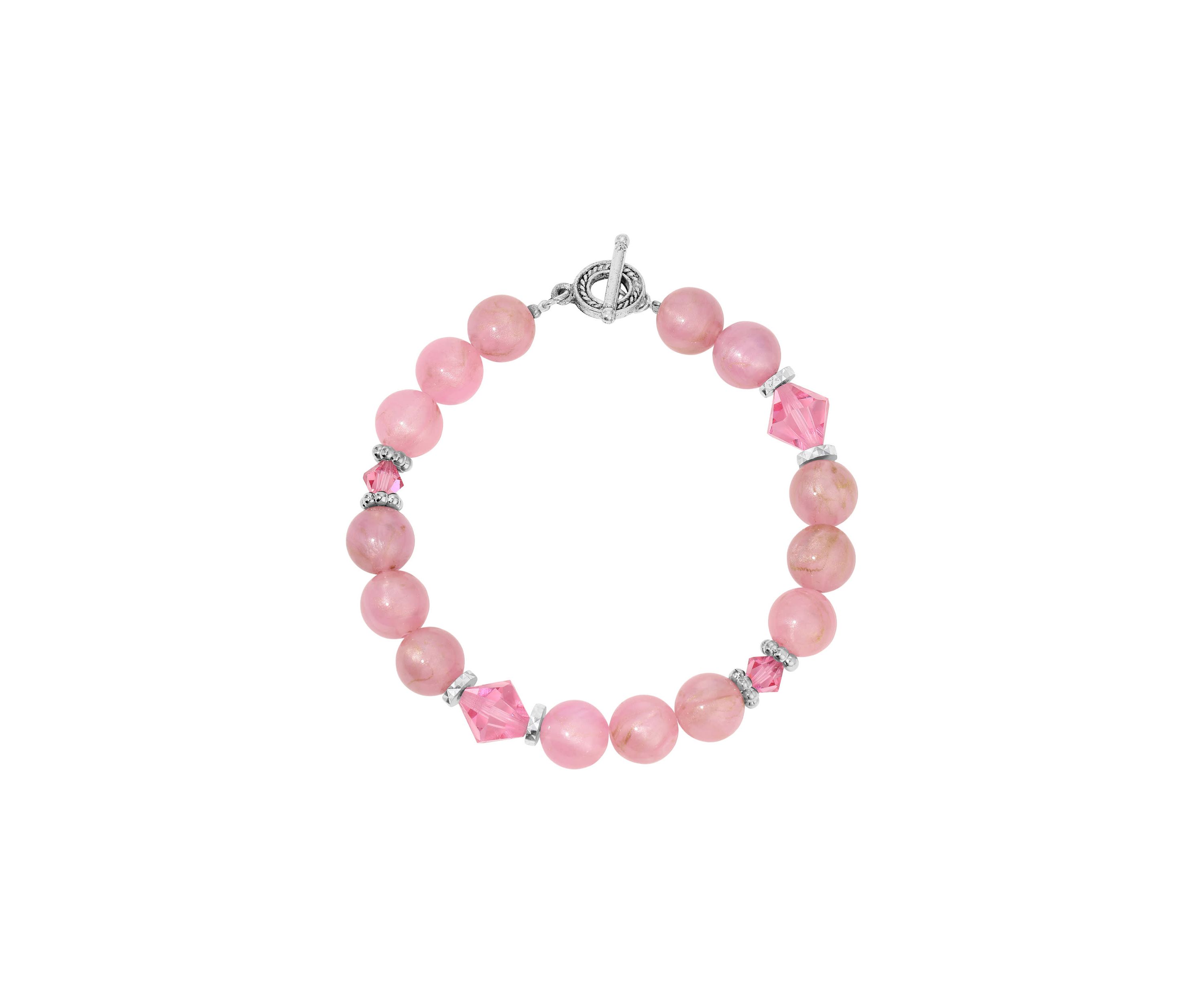 Pink Round Lantern Bead Toggle Bracelet