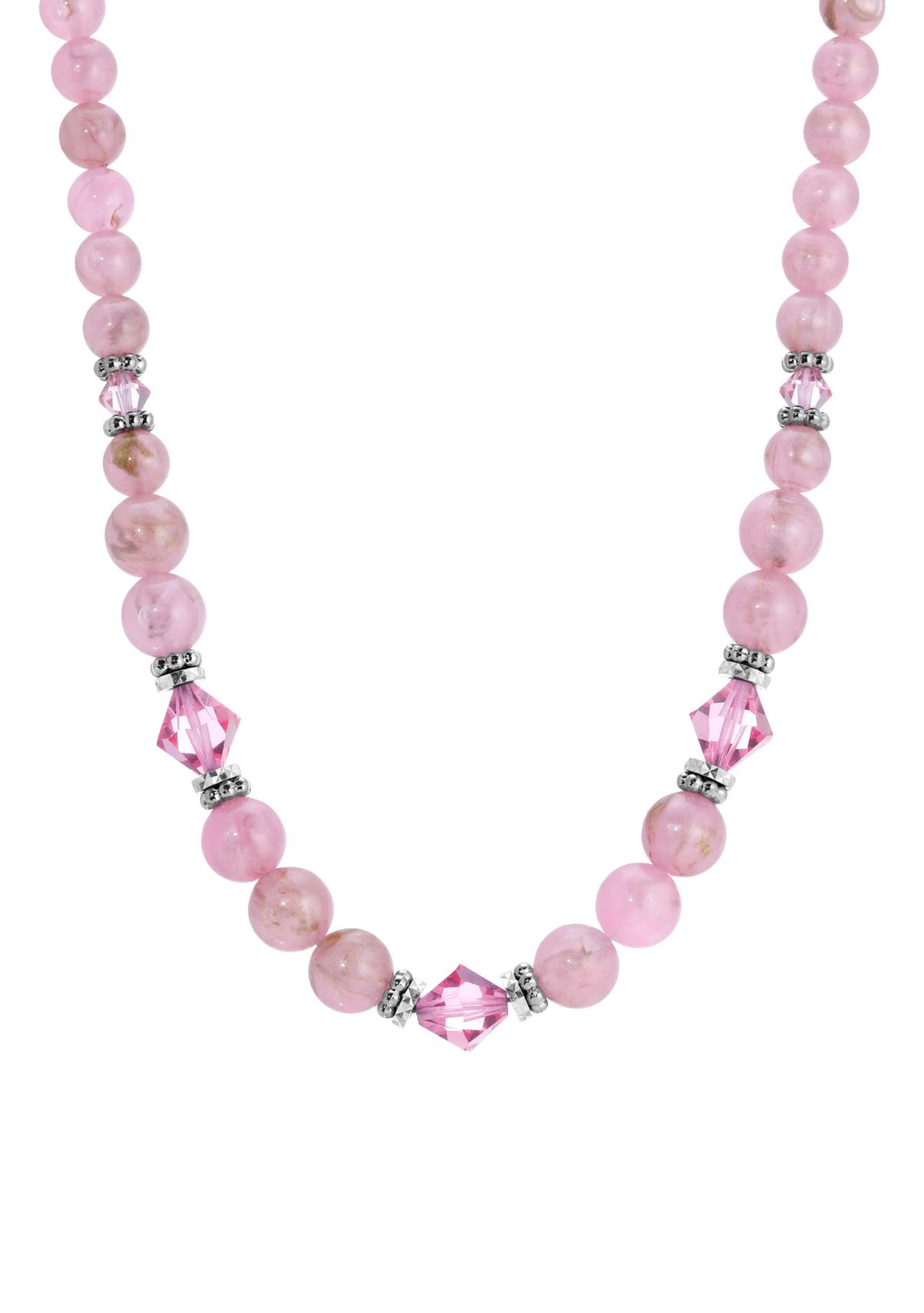 Pink Round Lantern Bead Necklace 15" Adj