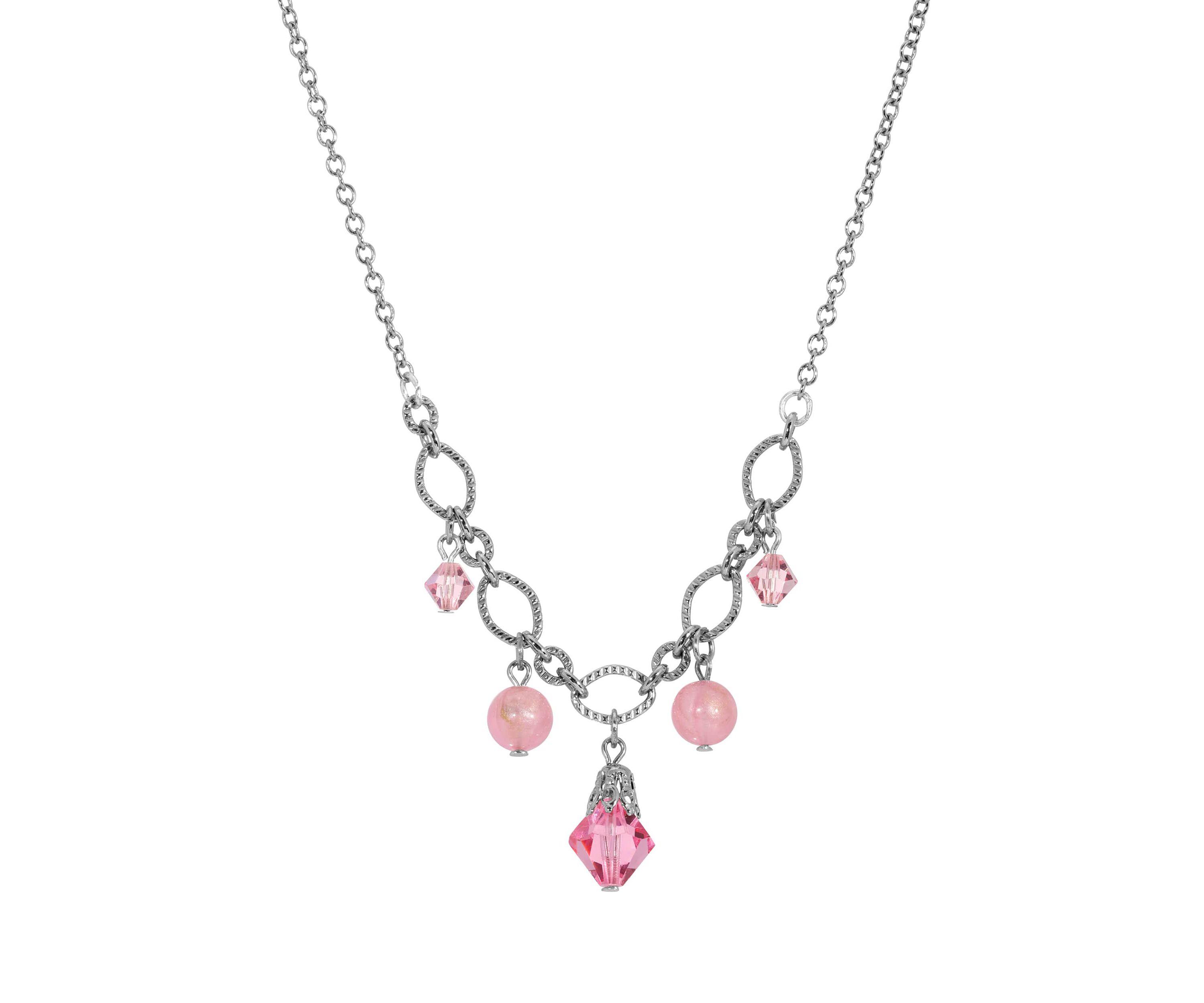 Pink Multi Bead Necklace  16"