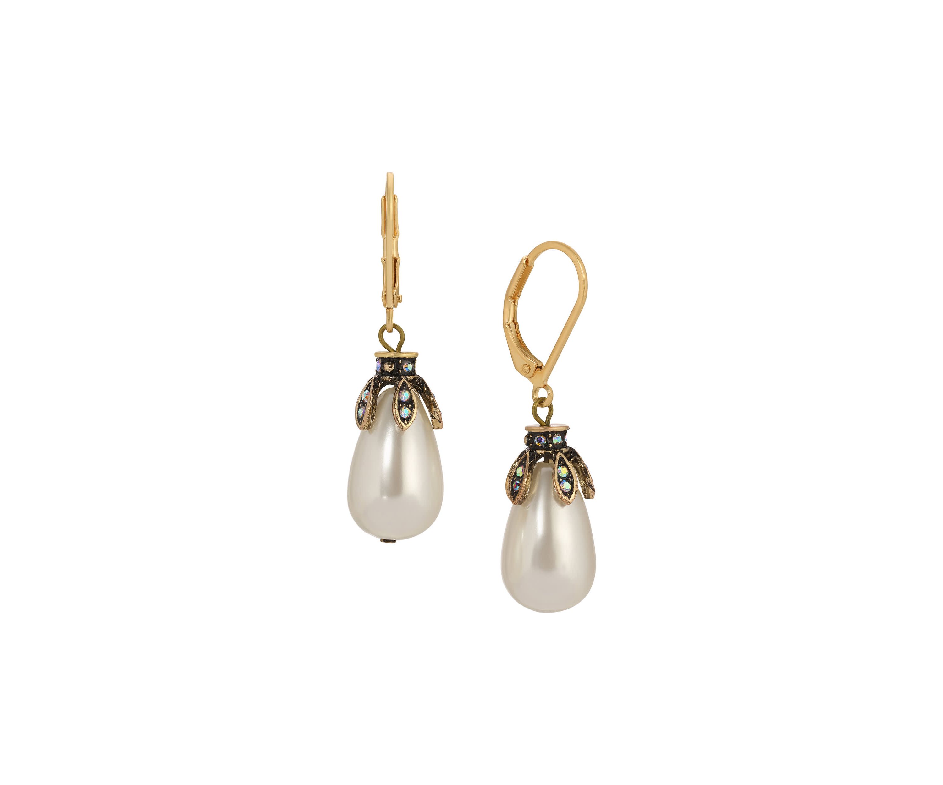 Faux Pearl AB Crystal Teardrop Earrings