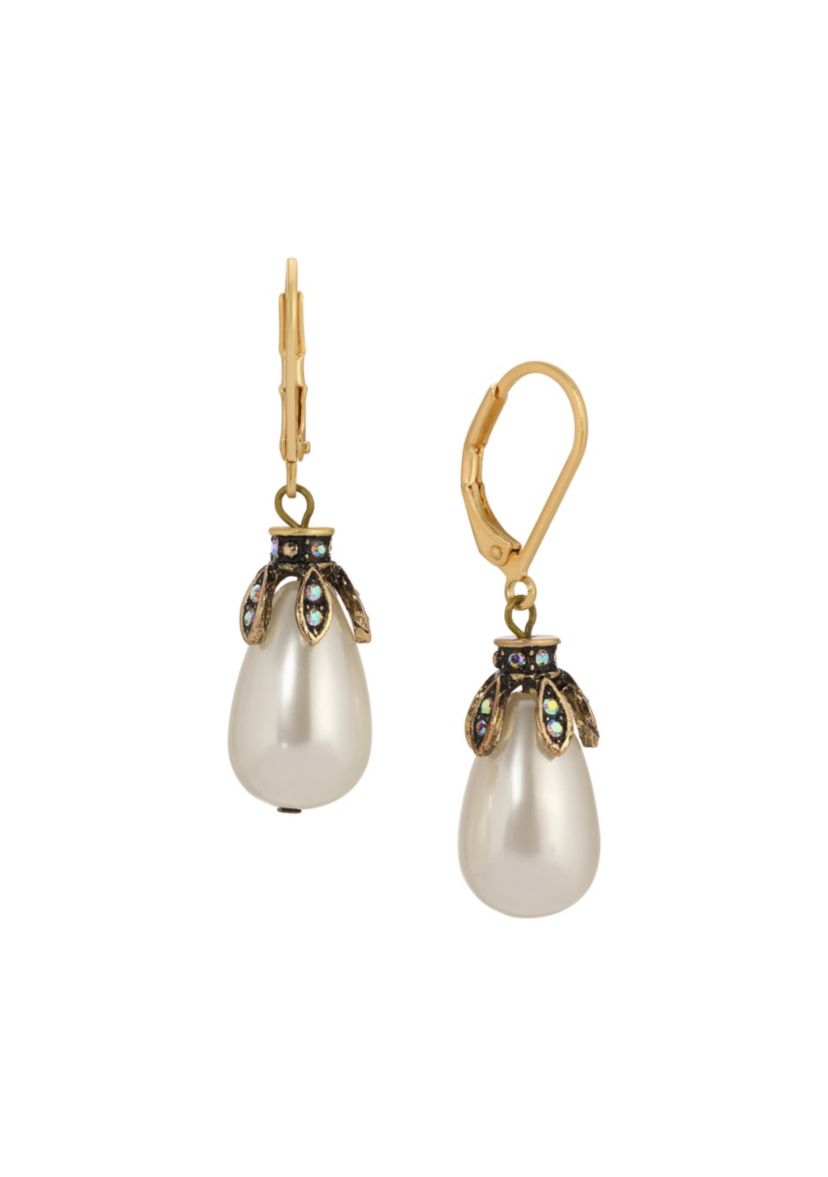 Faux Pearl AB Crystal Teardrop Earrings