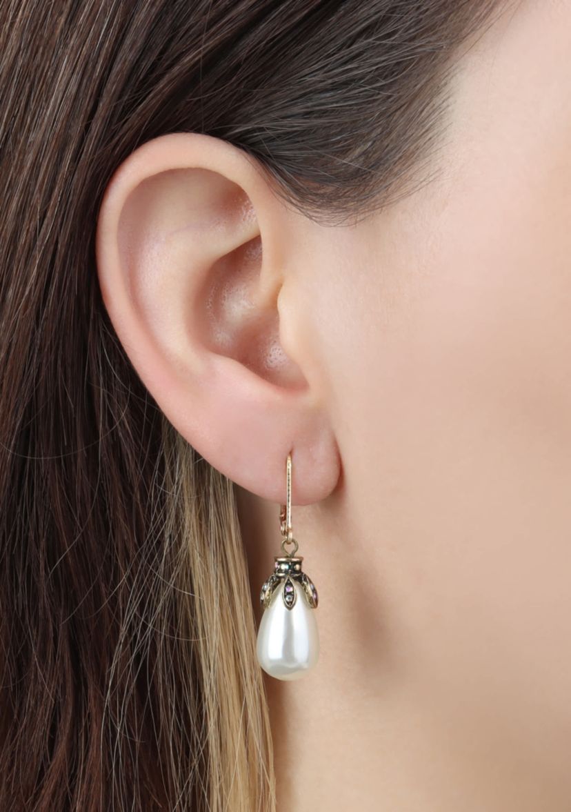 Faux Pearl AB Crystal Teardrop Earrings