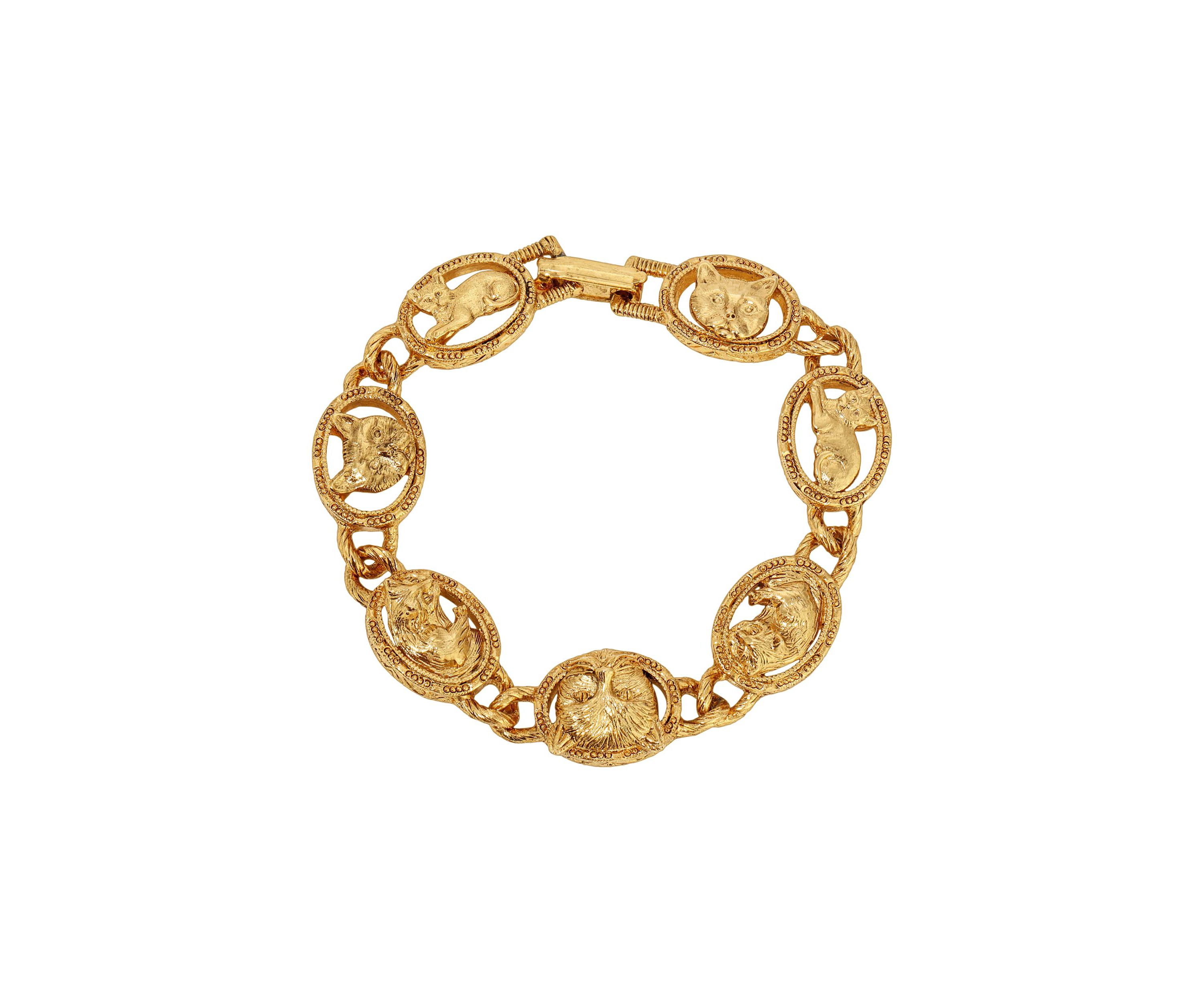 Oval Cat Station Clasp Bracelet