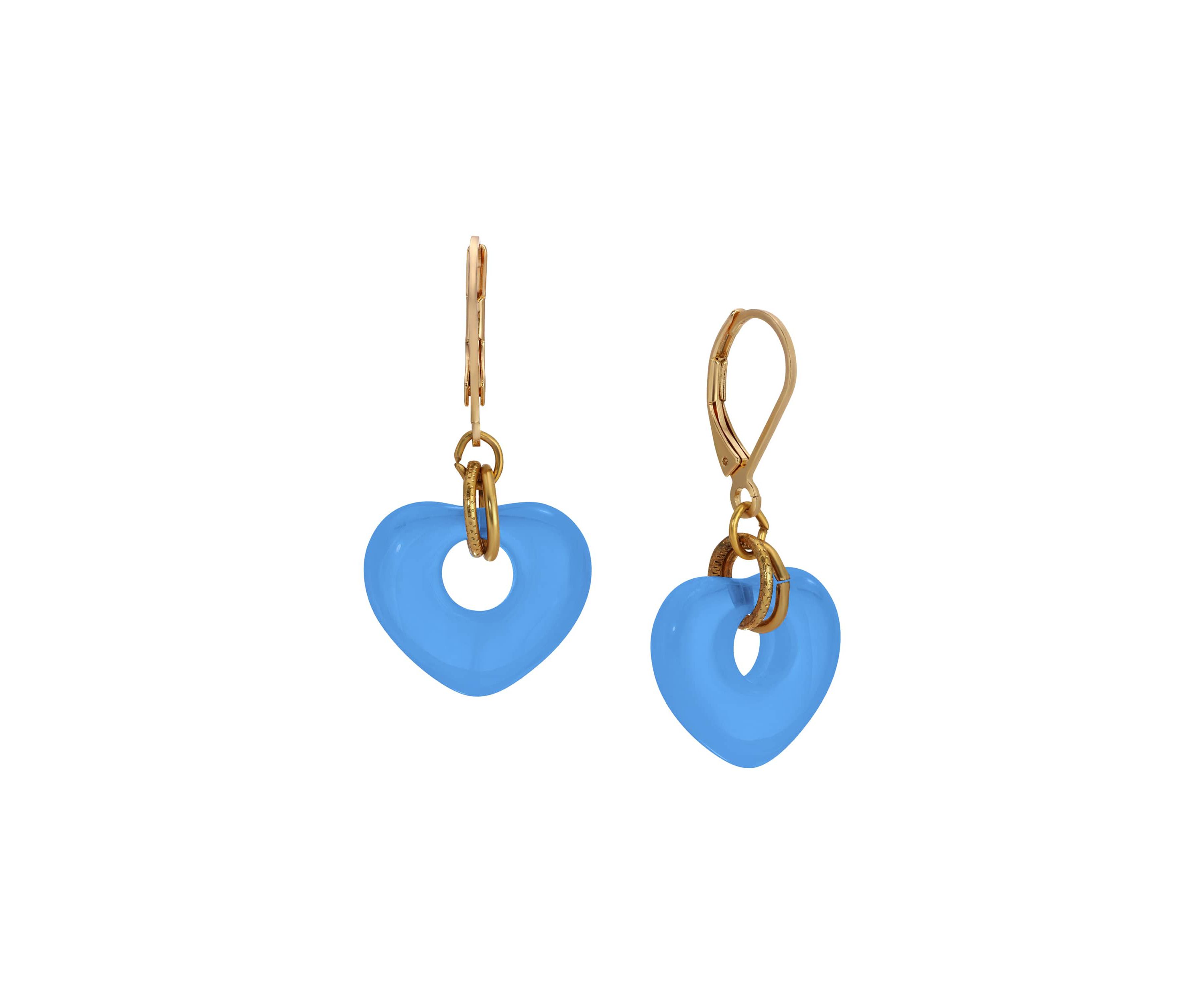 Gold Tone Heart Drop Leverback Earrings