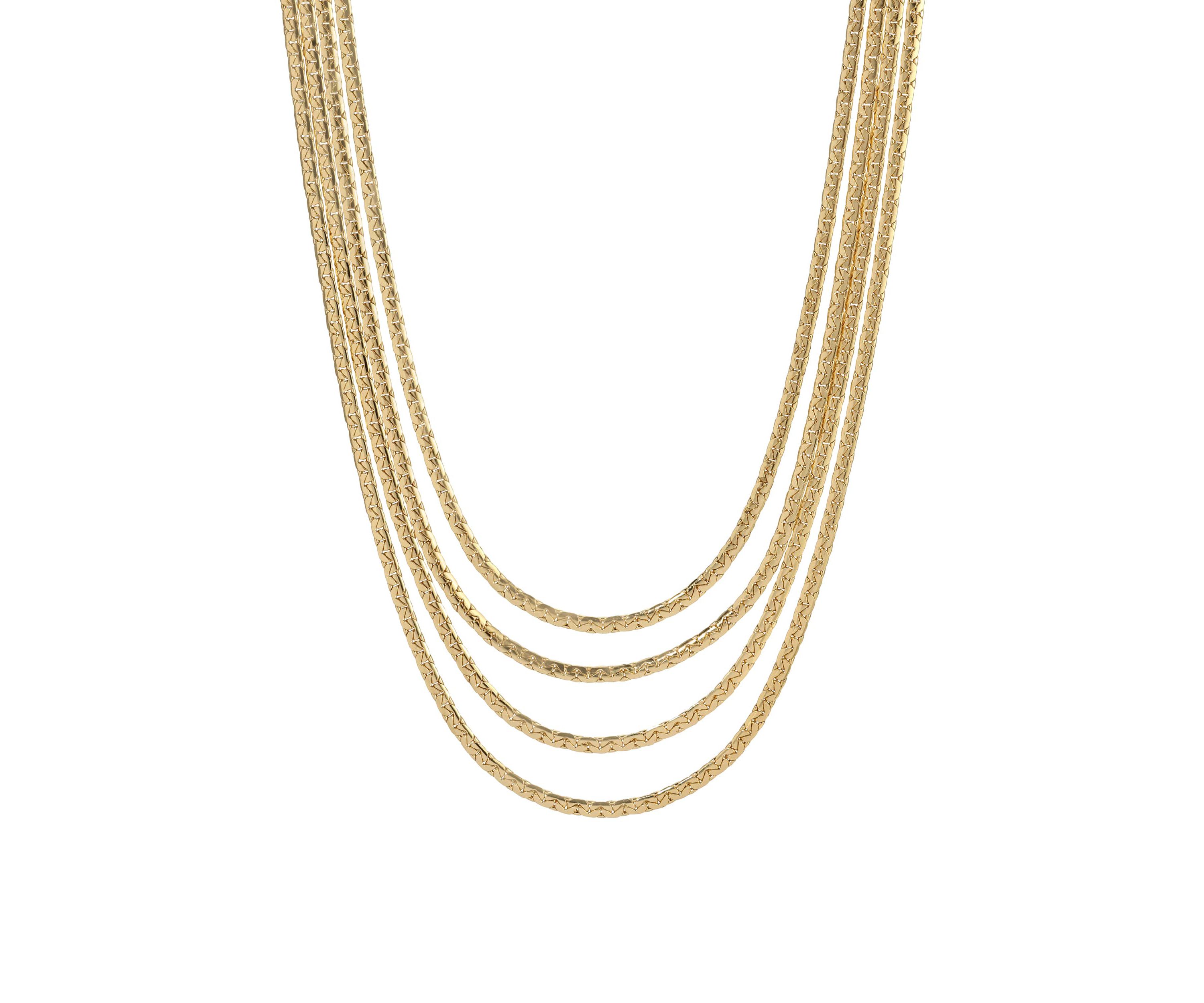Gold Tone 4 Chain Necklace 16" Adj.
