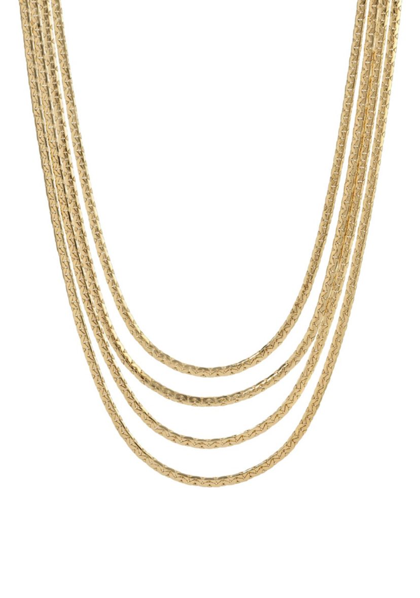 Gold Tone 4 Chain Necklace 16" Adj.