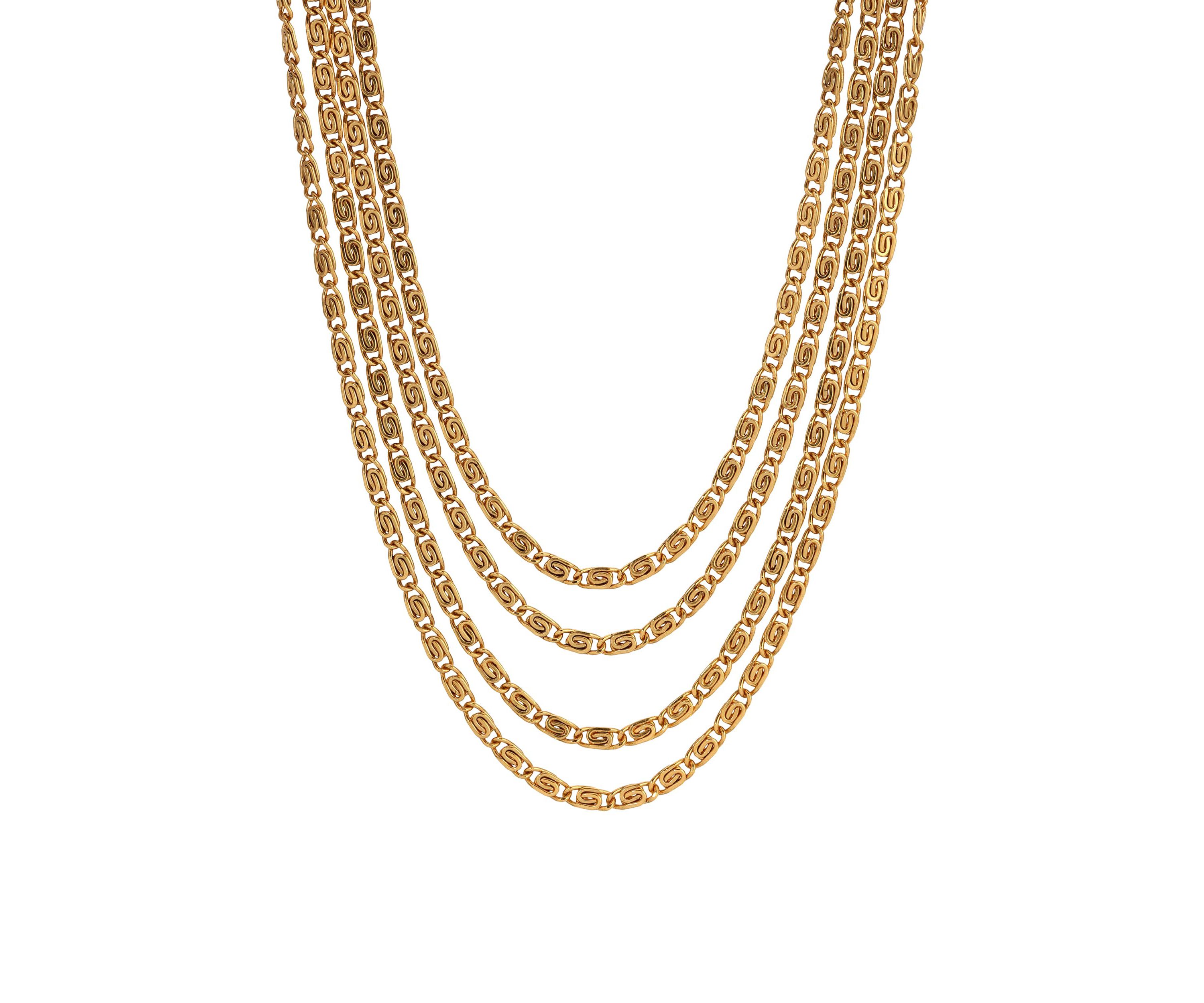 Gold Tone 4 Chain Necklace 16" Adj.