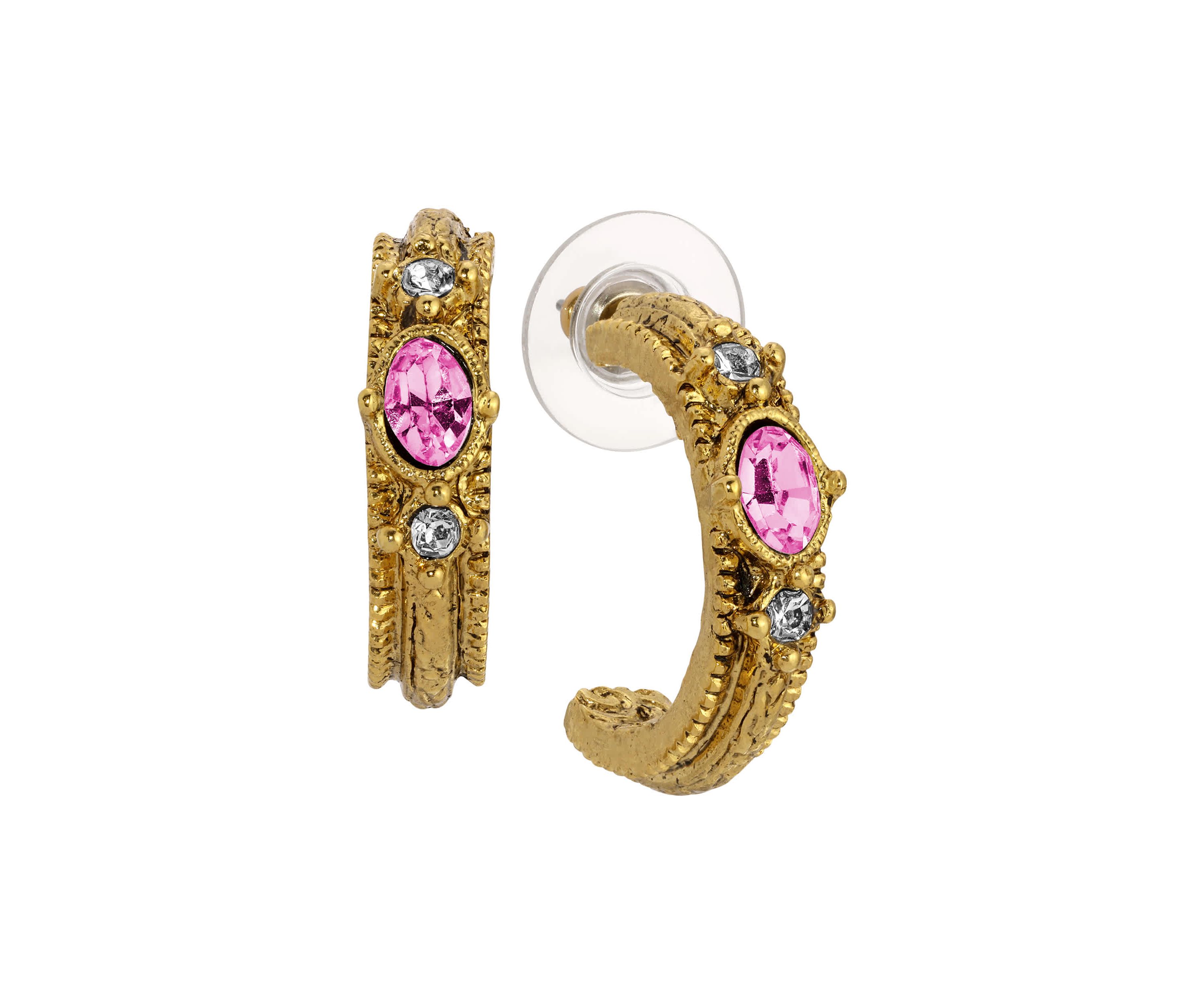 Gold Tone Color Crystal Hoop Earrings