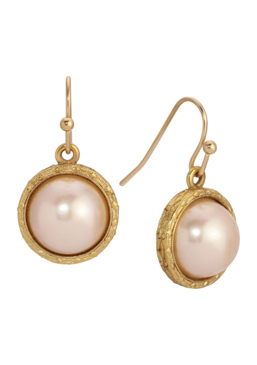 Round Color Stone Wire Drop Earrings