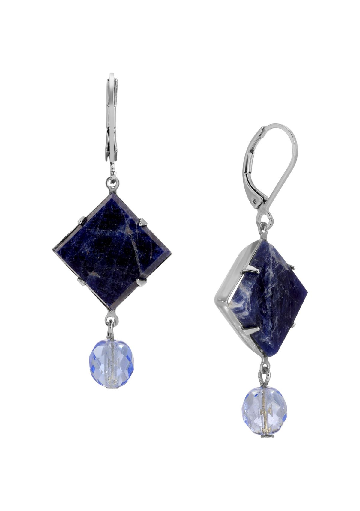 Square Semi-Precious Drop Earrings