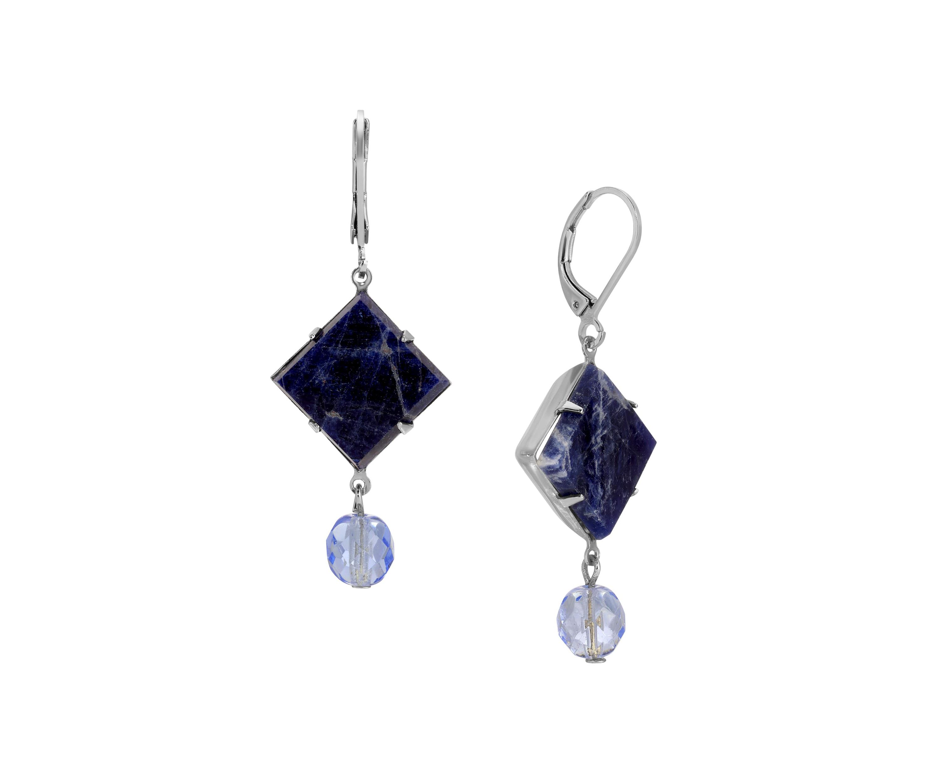 Square Semi-Precious Drop Earrings