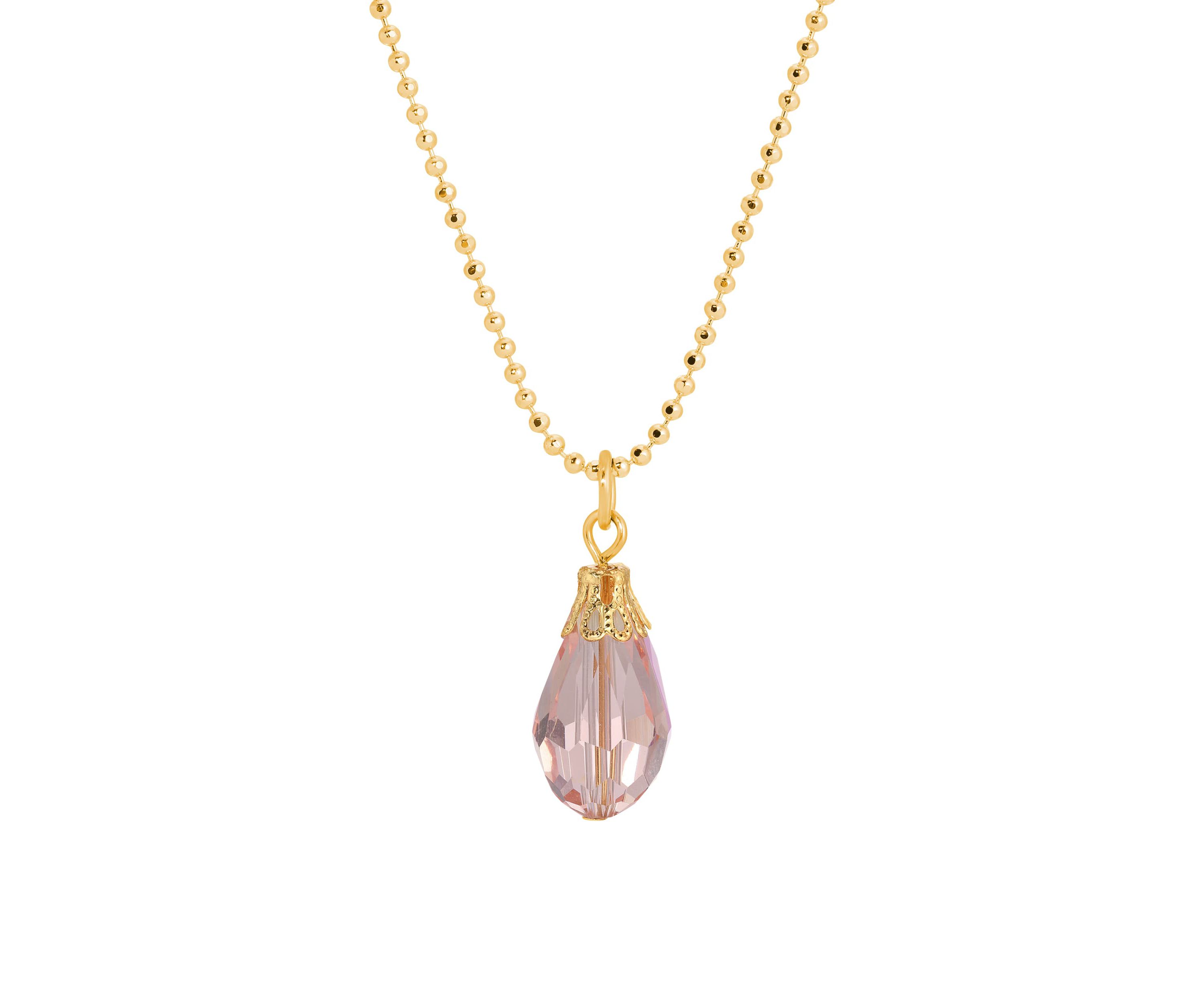 Teardrop Bead Ball Chain Necklace 16"