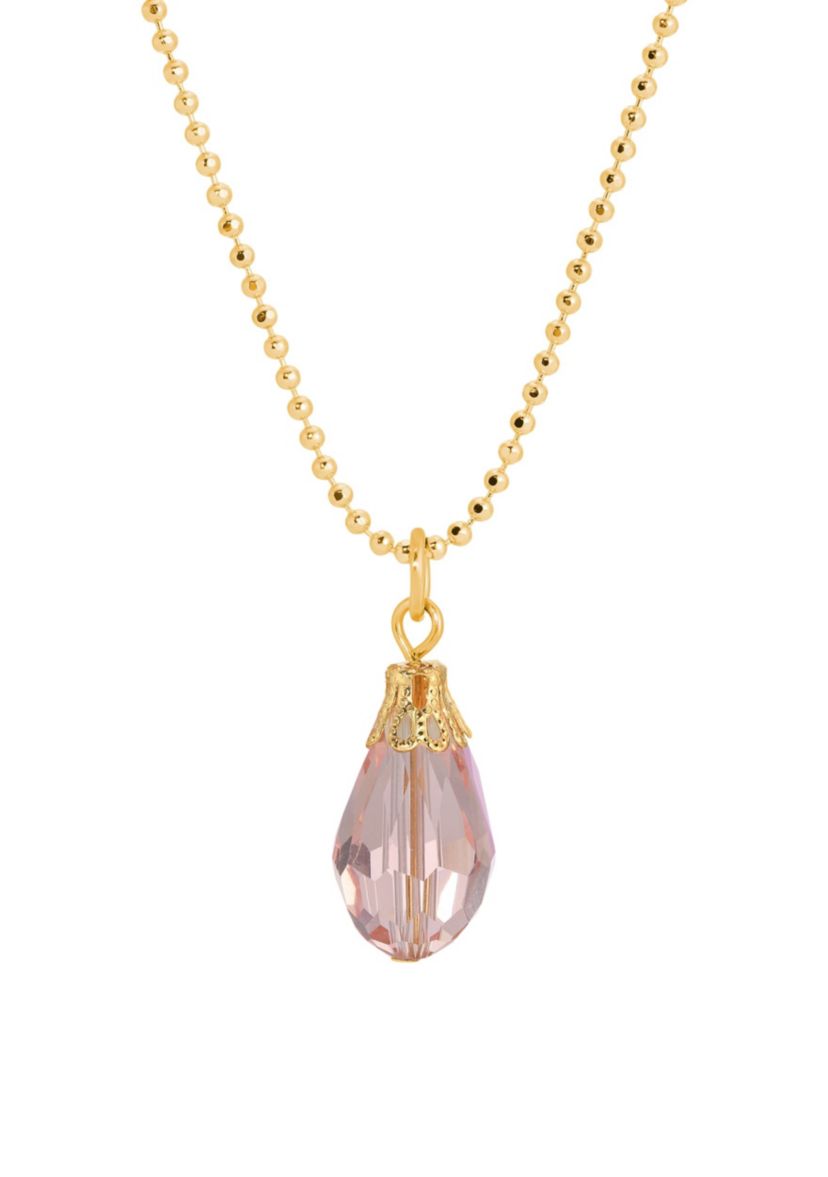 Teardrop Bead Ball Chain Necklace 16"