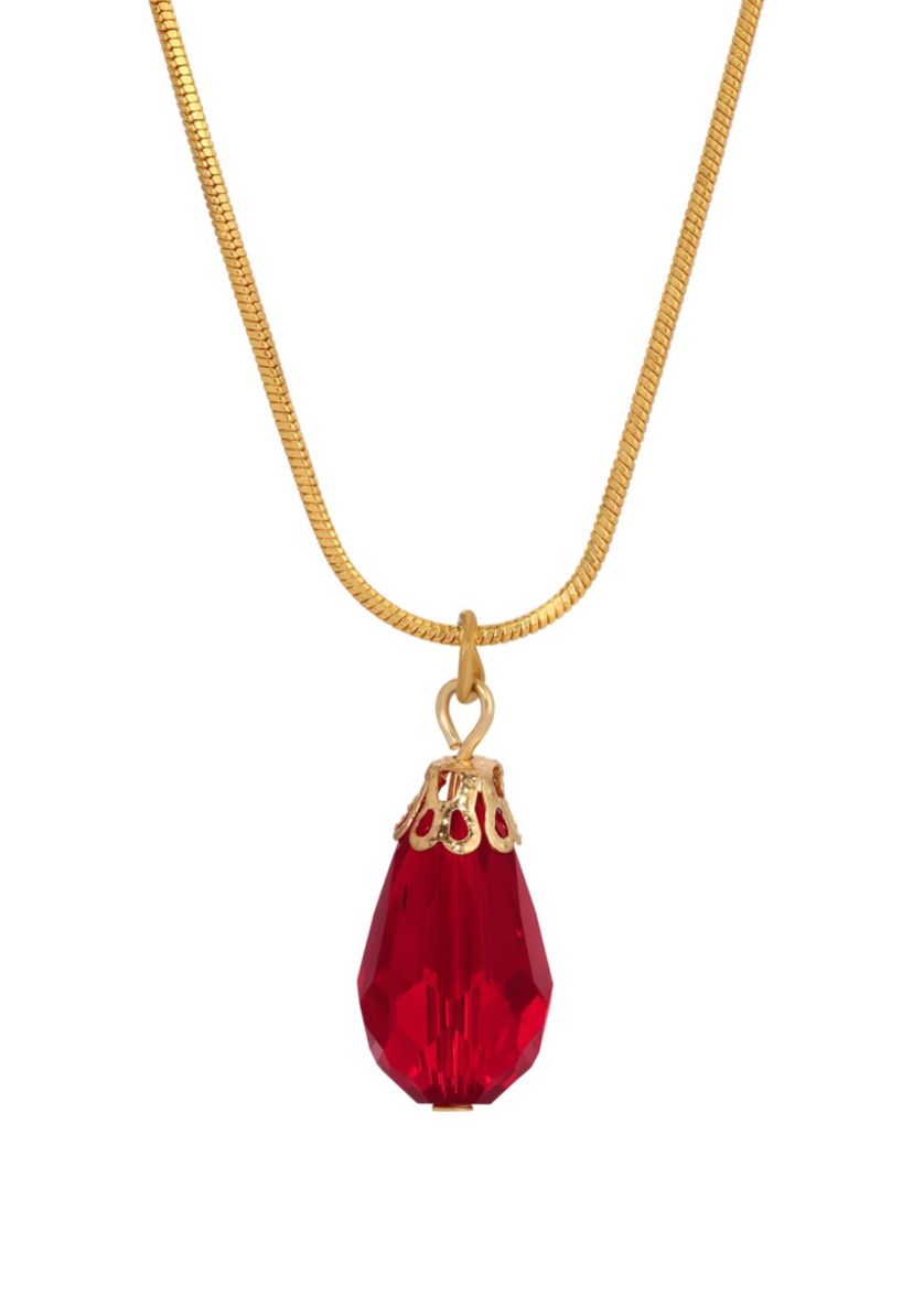 Gold Tone Teardrop Bead Necklace 15"
