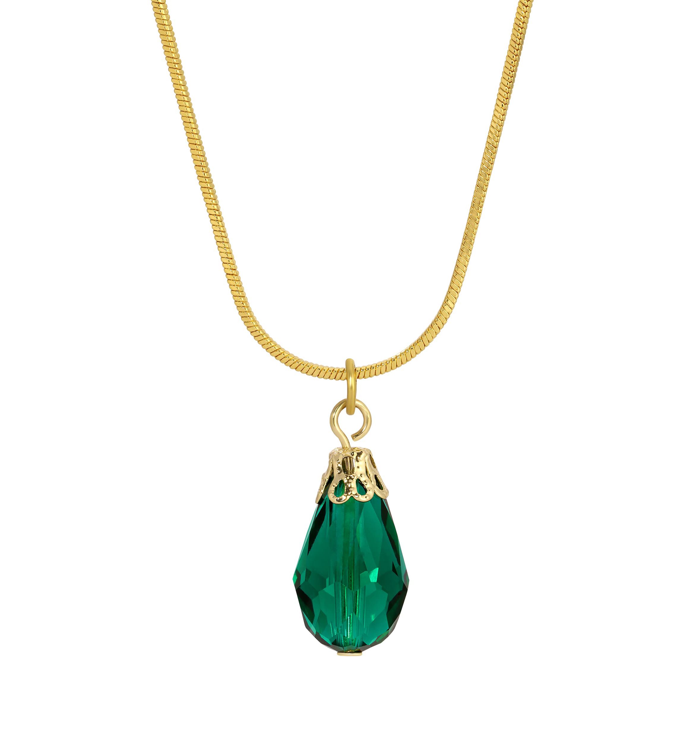 Gold Tone Teardrop Bead Necklace 15"