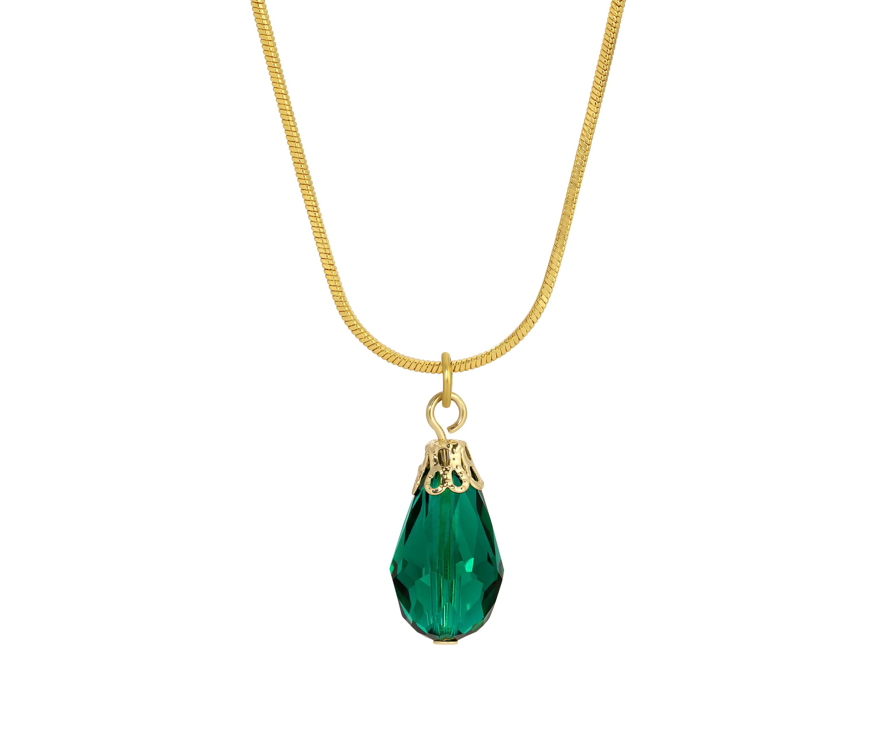 Gold Tone Teardrop Bead Necklace 15"