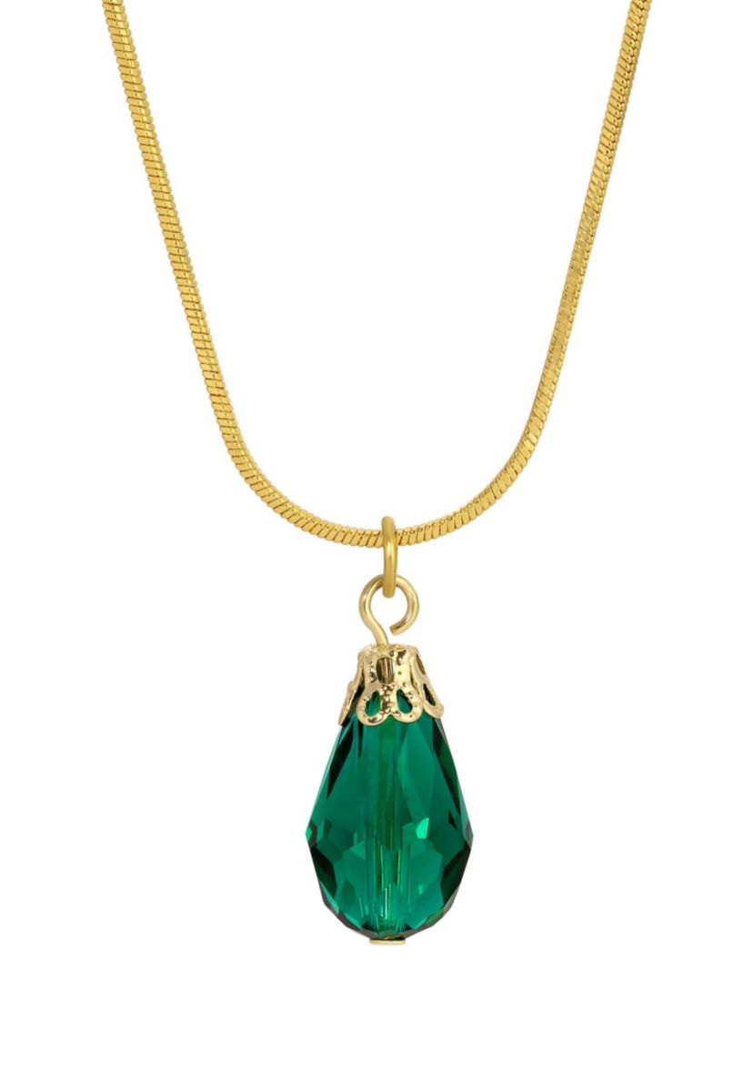 Gold Tone Teardrop Bead Necklace 15"