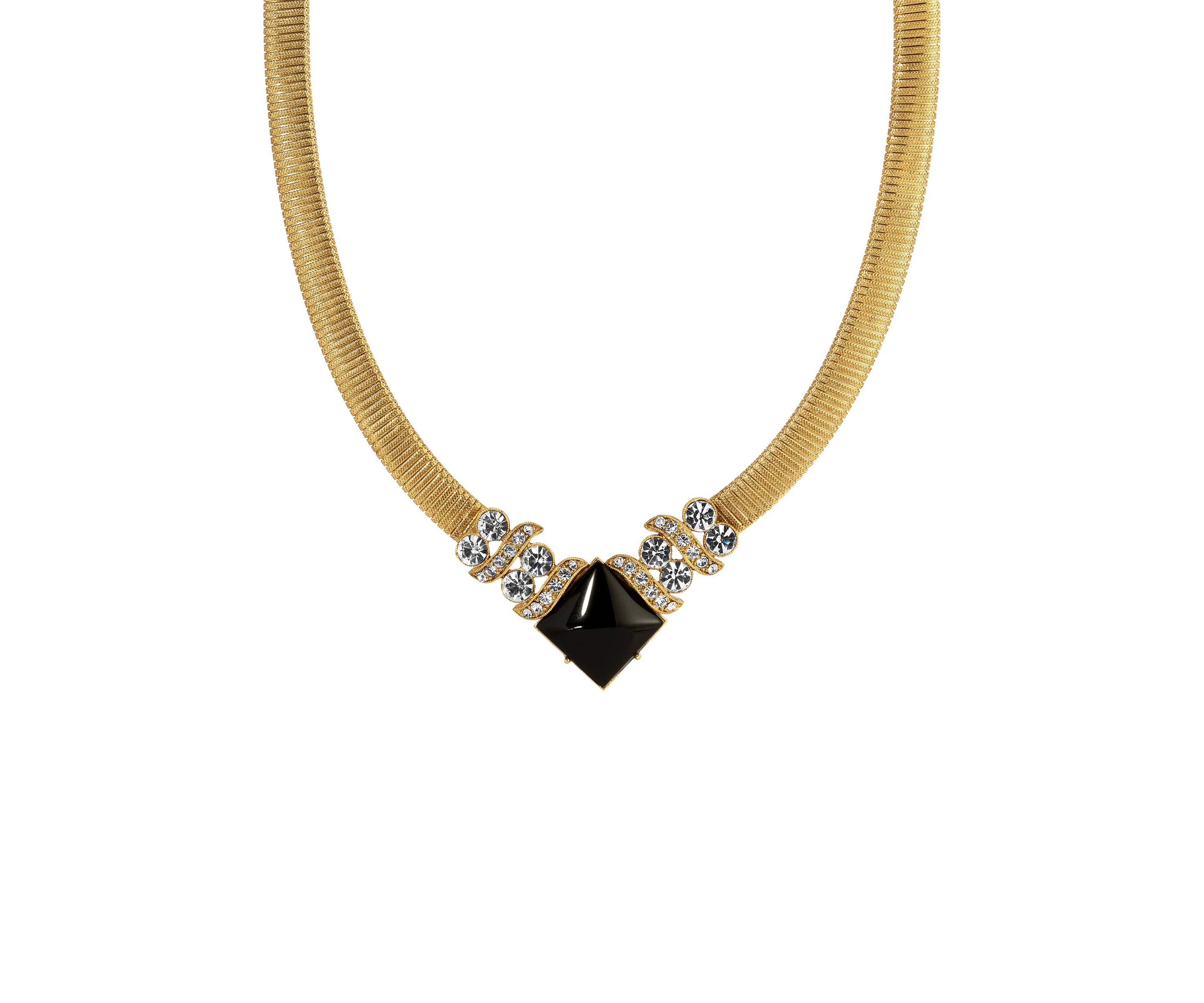 Black Onyx Crystal Necklace 16" Adj.