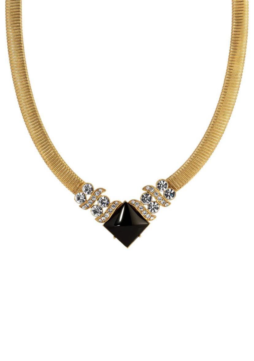 Black Onyx Crystal Necklace 16" Adj.