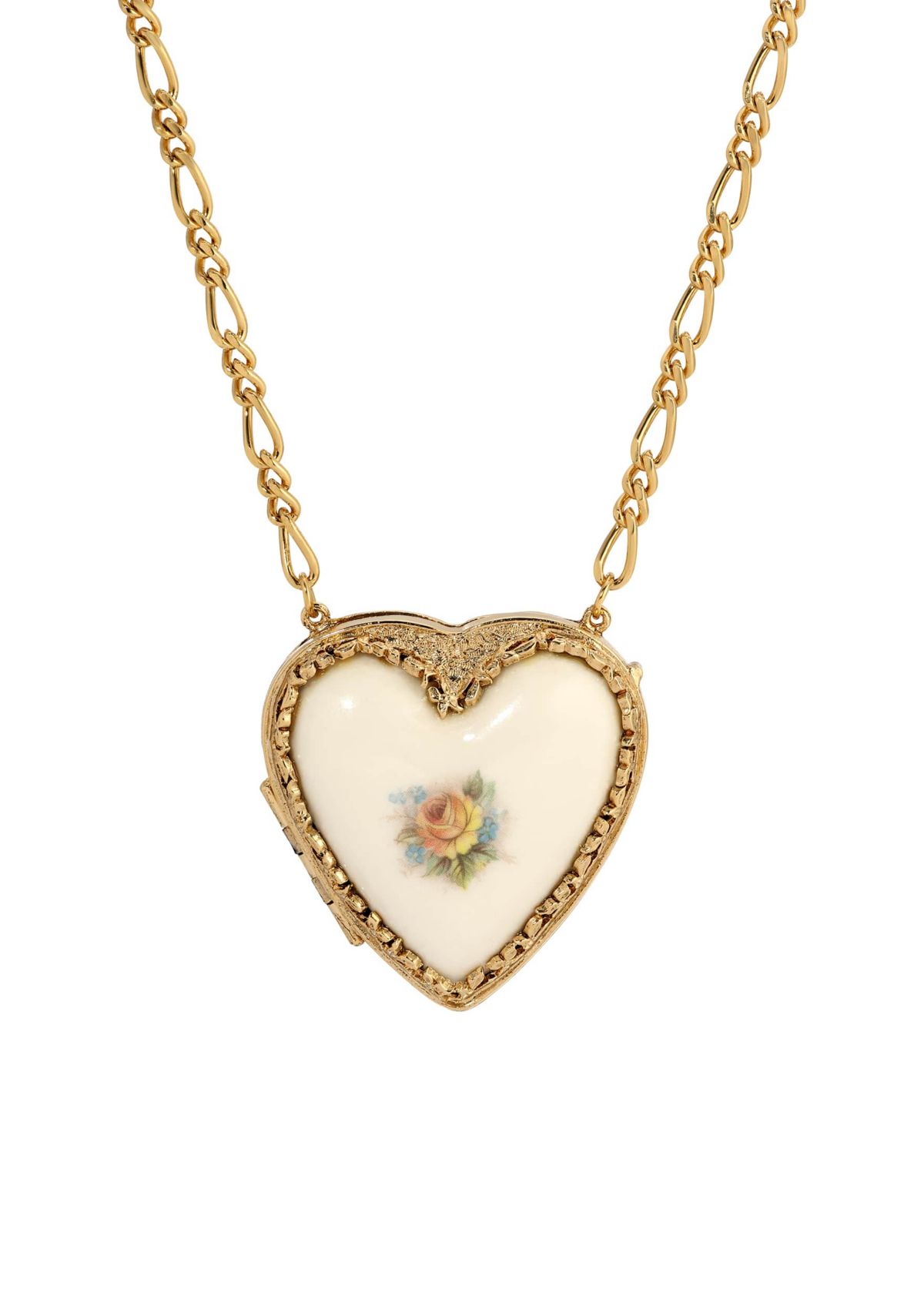 Porcelain Heart Locket Necklace 32"