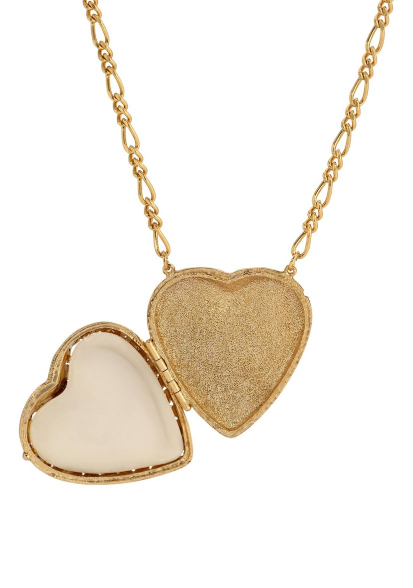 Porcelain Heart Locket Necklace 32"