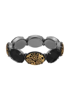 1928 Jewelry Color Stone Stretch Bracelet, Black