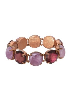 1928 Jewelry Color Stone Stretch Bracelet, Purple
