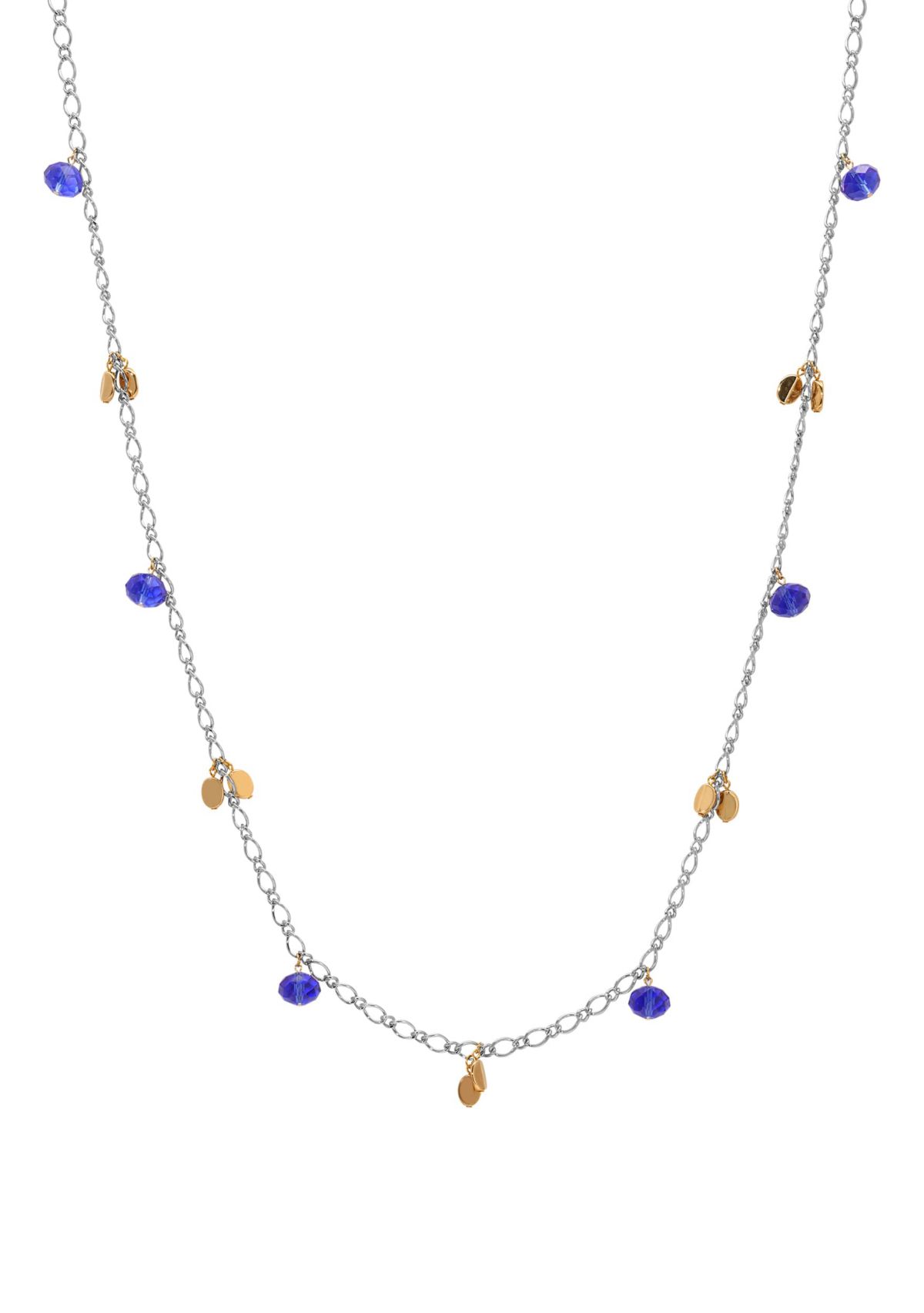 Silver Tone Charm & Bead Necklace 40"