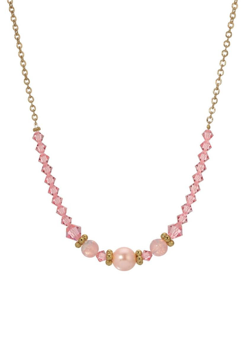 Graduated Pink Bead Necklace 16" Adj.