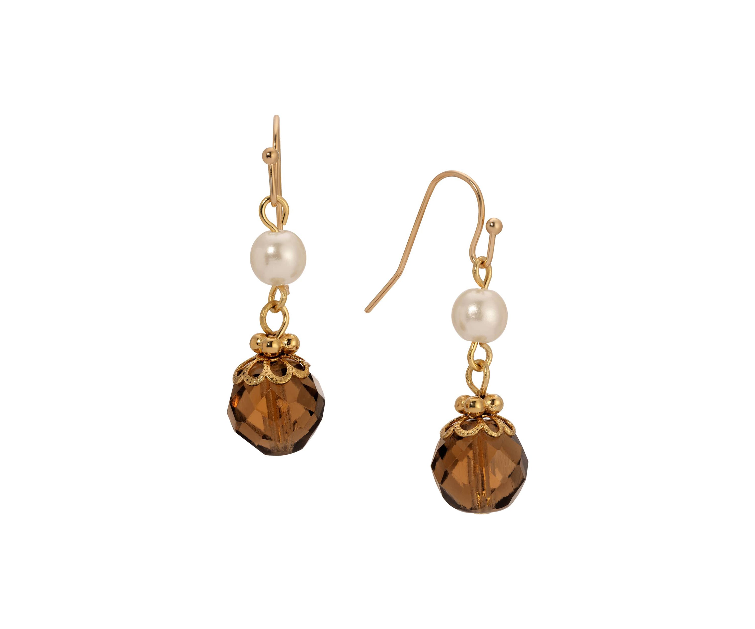 Faux Pearl Topaz double drop earrings