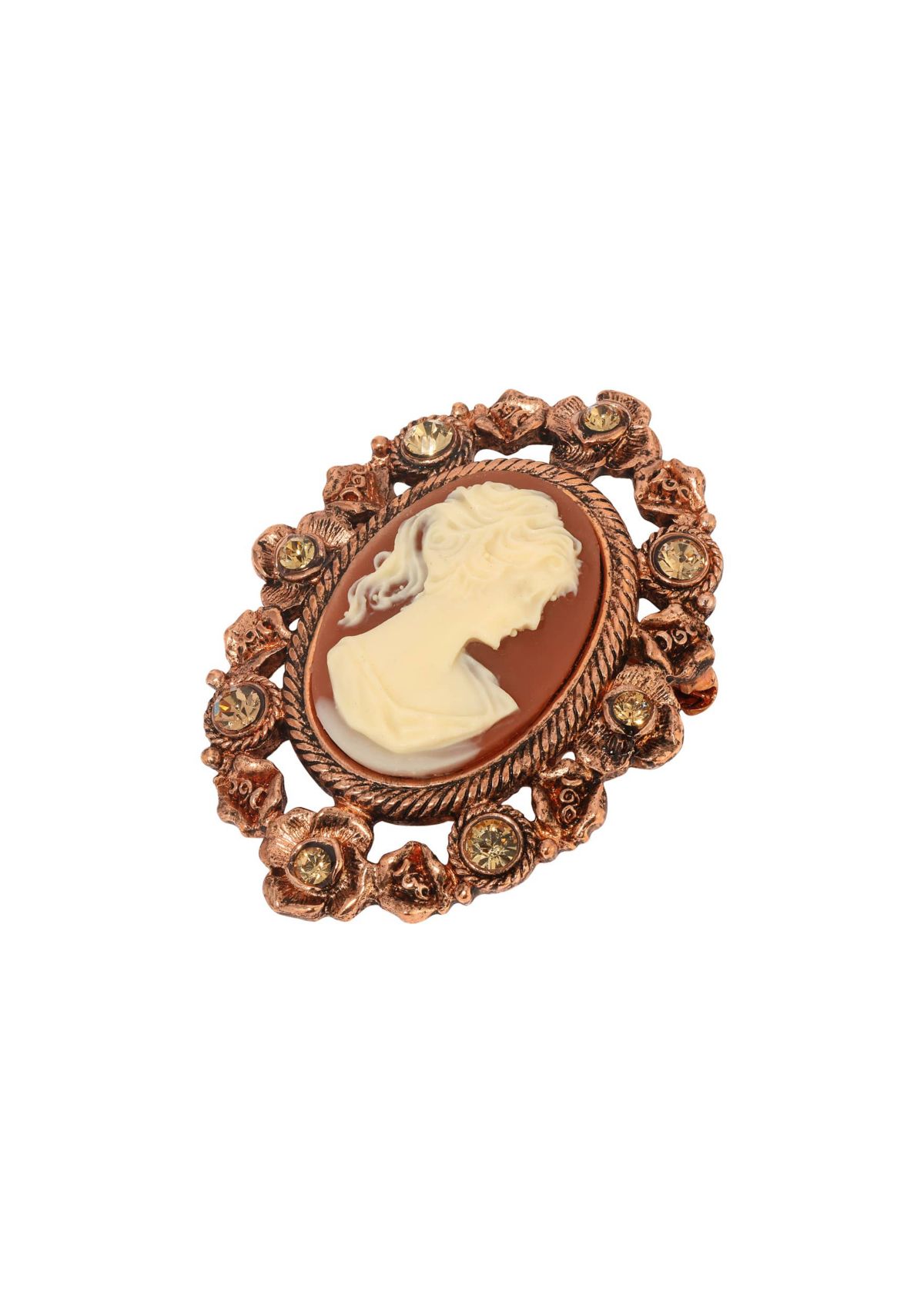 Oval Cameo Crystal Brooch