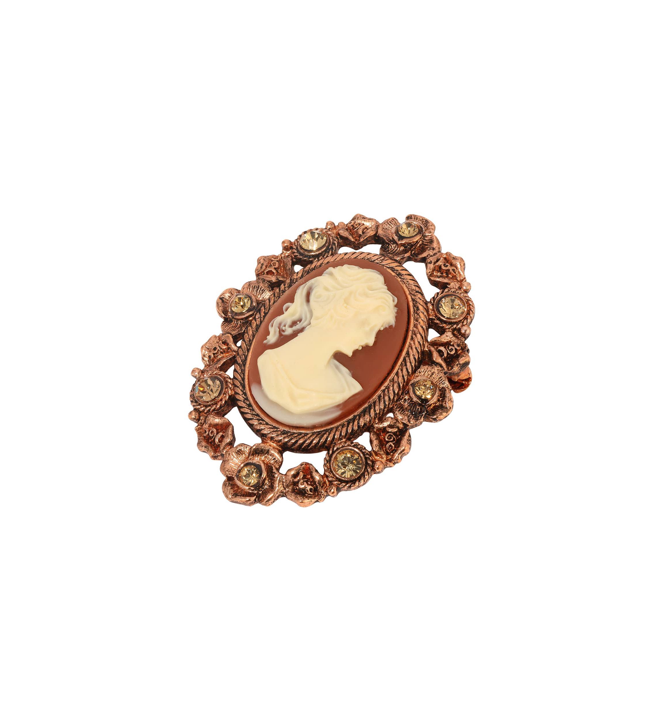Oval Cameo Crystal Brooch