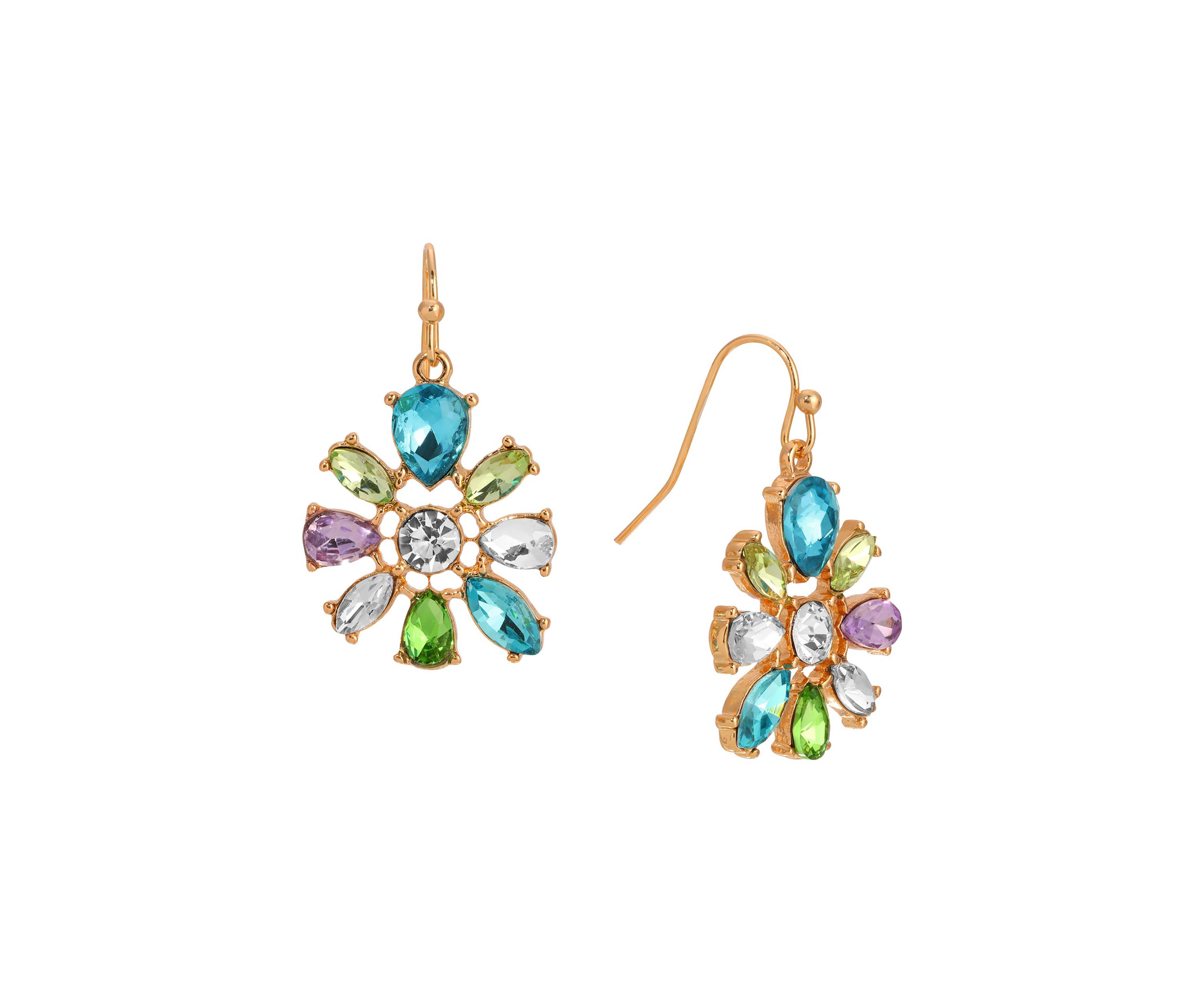 Round Multi Color Stone Wire Earrings