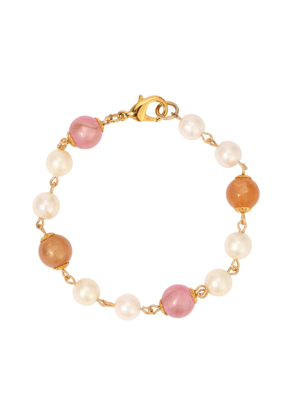 Faux Pearl Pink Peach Beaded Bracelet