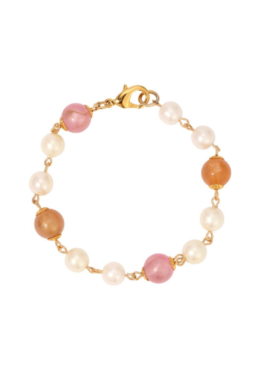 Faux Pearl Pink Peach Beaded Bracelet