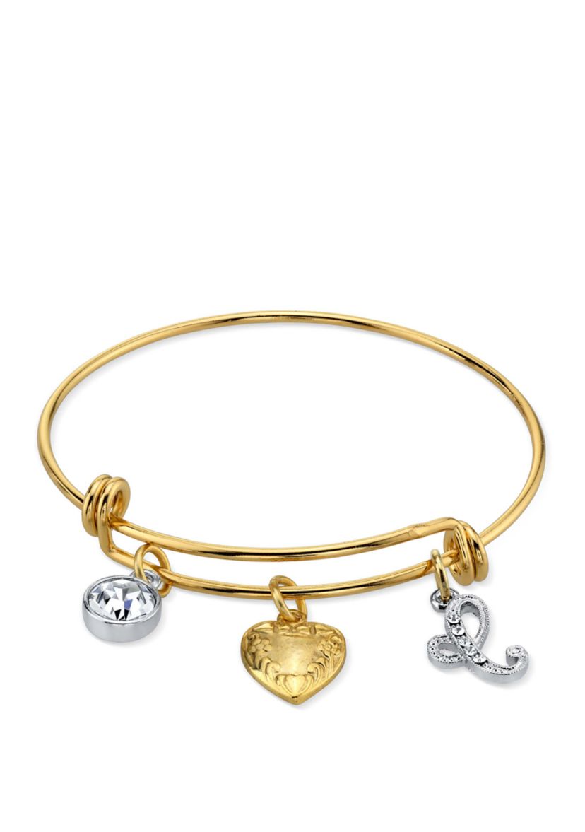 2 Tone Crystal C Wire Bracelet