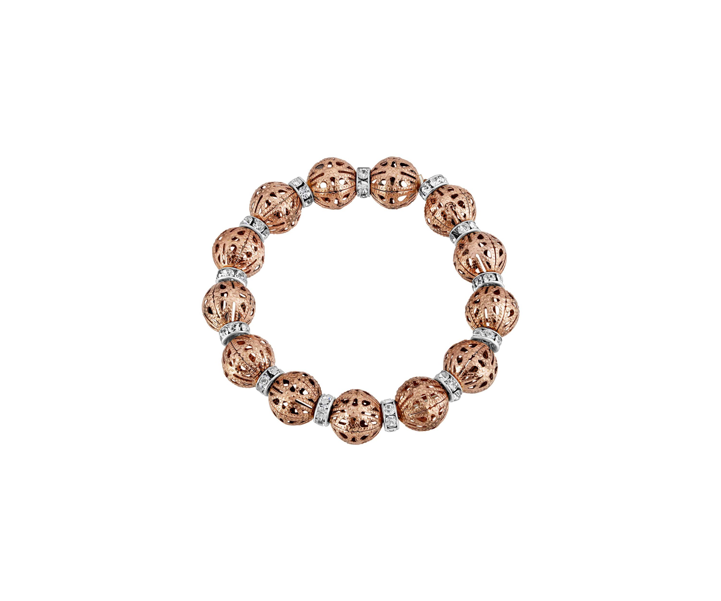 Rose Gold-Tone with Crystal Rondelle Stretch Bracelet