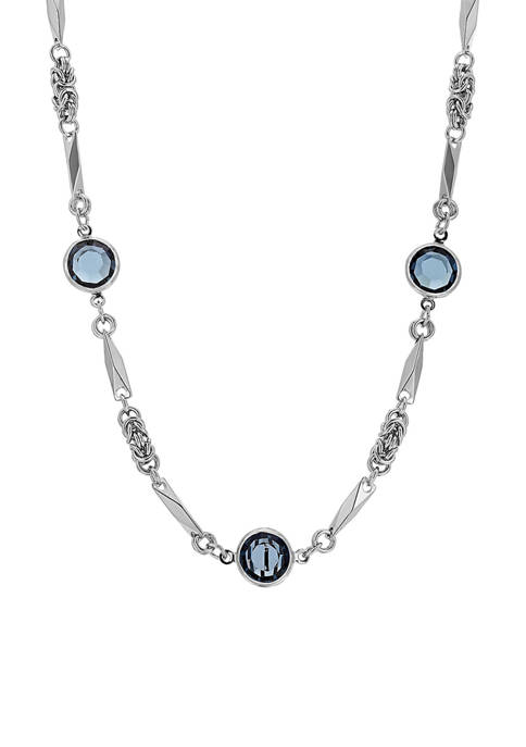 1928 Jewelry Silver Tone Blue Chanel Necklace