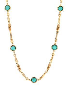 14k Gold Dipped Green Chanel Necklace 