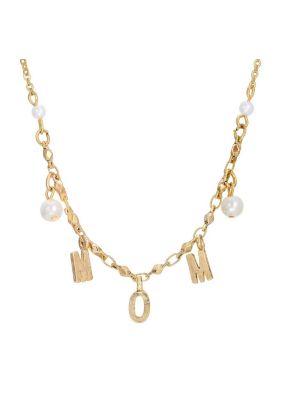 1928 Jewelry 14K Gold Dipped M O M Necklace 16 Inch