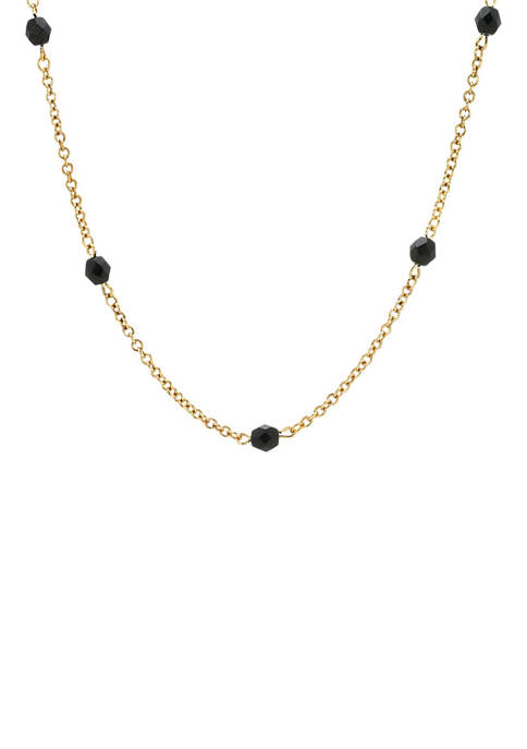 1928 Jewelry Gold Tone Black Beaded Necklace