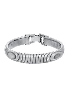 1928 Jewelry Cobra Stretch Clasp Bracelet, Silver